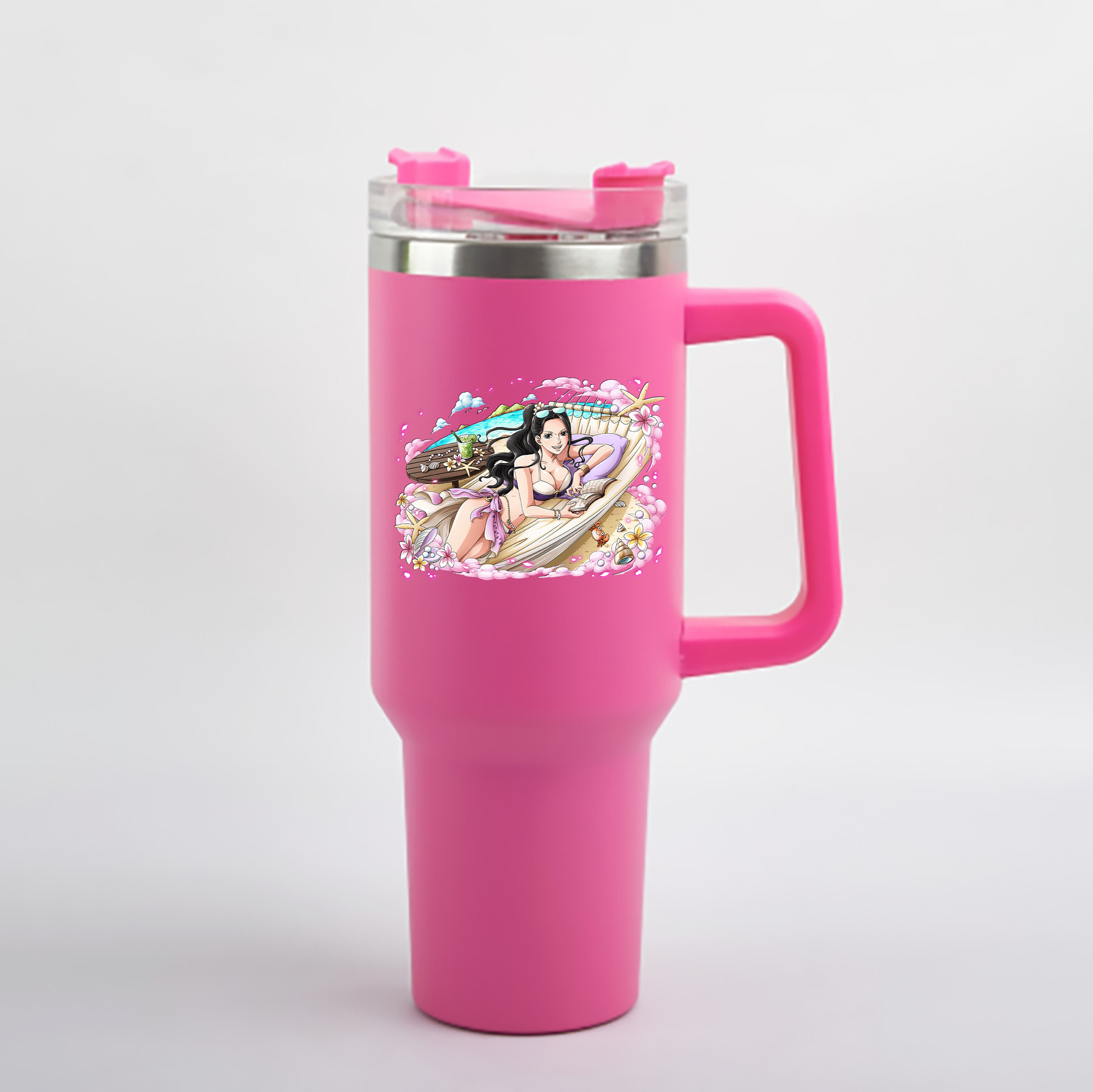 ワンピース ニコ・ロビン ONE PIECE Nico Robin 1200mL車用タンブラー - クリスタルステッカー（プラスチックストロー付き）